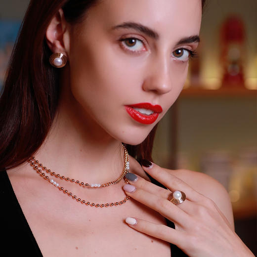 LHWINDSOR 土星Saturn耳钉珍珠星球圆环耳饰百搭简约设计感耳环 商品图1