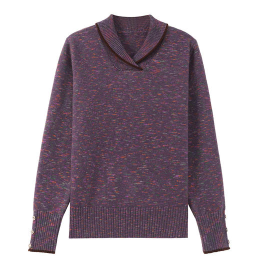 CC-103-97838小翻领花纱女式毛衣2024秋冬新款羊毛针织打底衫厚年轻妈妈上衣 商品图4