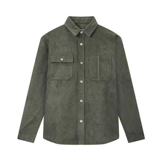 gxgjeans男装秋季衬衣外套仿麂皮绒翻领休闲长袖衬衫潮* 商品图4