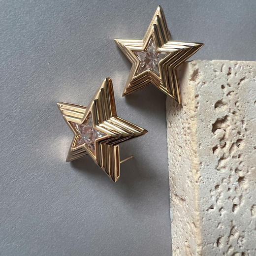 LHWINDSOR  星星耳钉复古百搭镶嵌星闪耀耳 商品图2