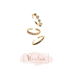 LHWINDSOR Aurora极光三层组合戒指原创设计时尚开口可调节指环