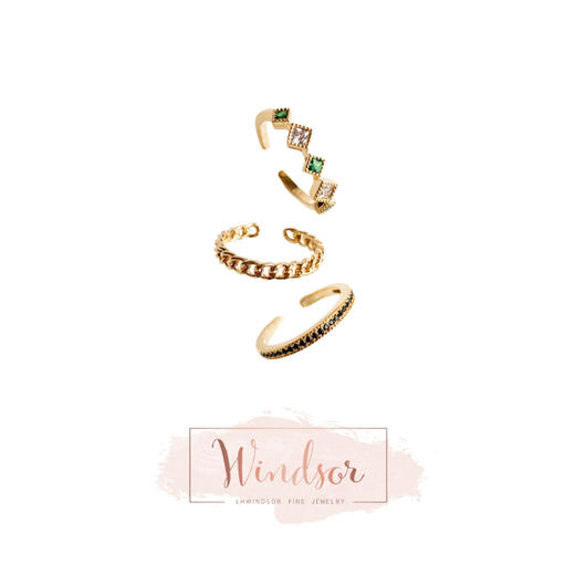 LHWINDSOR Aurora极光三层组合戒指原创设计时尚开口可调节指环 商品图0