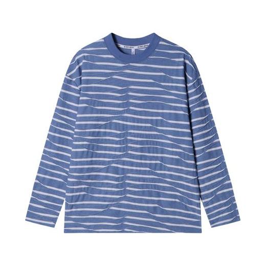 T1742秋季新款美式潮牌条纹圆领套头上衣户外情侣宽松时尚打底衣 商品图3