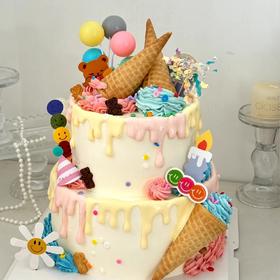 【派对主题双层蛋糕019】