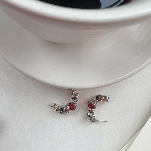 LHWINDSOR 原创设计卷帘滚珠耳环胡安The Red Sun色彩艺术感耳环 商品图2