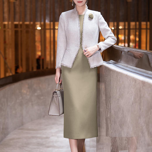YBY 151H23粗花呢小香风套装裙大气时尚修身连衣裙两件套 商品图1