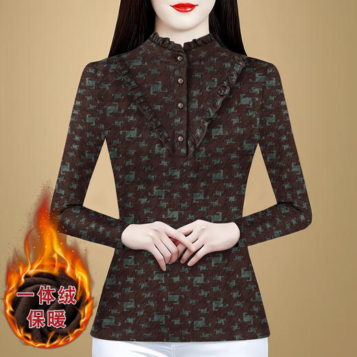 MZ 33203洋气半高领木耳边一体绒别致显瘦上衣减龄 商品图2