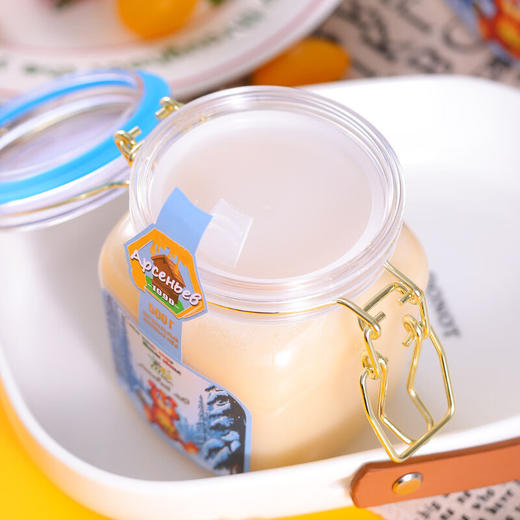 俄罗斯冬熊蓝盖卡扣椴树蜜1000g/033726 形如凝脂蜜液稠厚 商品图2