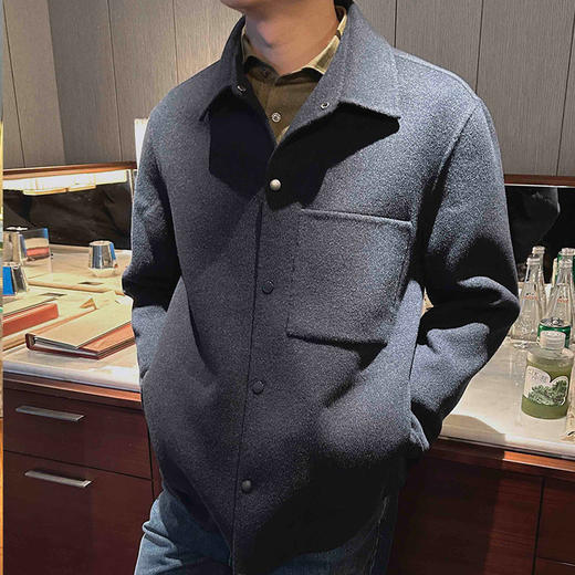 【顺丰包邮】03303 洛诗琳秋冬新款男士翻领羊毛呢子外套1005 商品图3