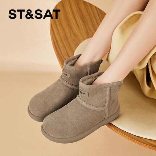 星期六简约百搭圆头舒适保暖雪地靴SSC4118E4W 商品图4