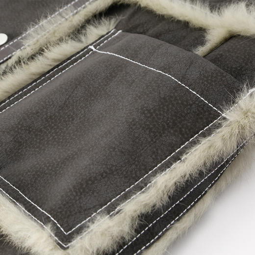 PP606斯尔丽2024冬季新款皮毛一体大翻领时尚减龄拼接机车风皮草长外套 商品图4