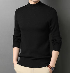 半身缘男装 秋冬贴身半高领保暖针织打底内搭毛衫08602