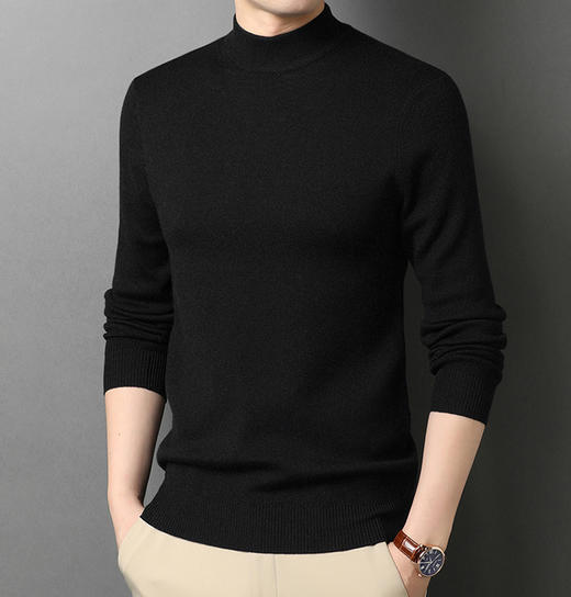 半身缘男装 秋冬贴身半高领保暖针织打底内搭毛衫08602 商品图0