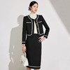 IWY/黑色织带拼色圆领小香风西装半裙套装气质时尚干练两件套职场工装 1024CS047 商品缩略图4