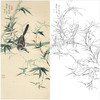 任重花鸟竹子工笔画白描底稿《幽篁伯劳》临摹勾线高清打印稿RD28 商品缩略图0