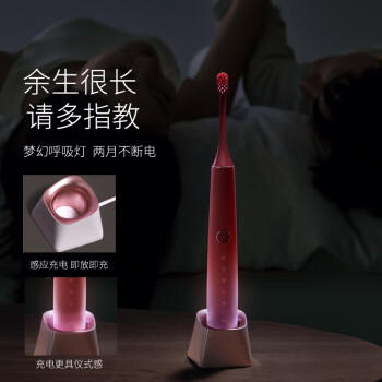 罗曼（ROAMAN）小熊电动牙刷牙医推荐深度清洁净白护龈礼品送男女朋友生日情人节结婚订婚礼物T40小心机桃色 商品图5