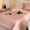 纯色花边夹棉床盖三件套单件家用双人软褥床垫子四季通用加厚床单 商品缩略图2