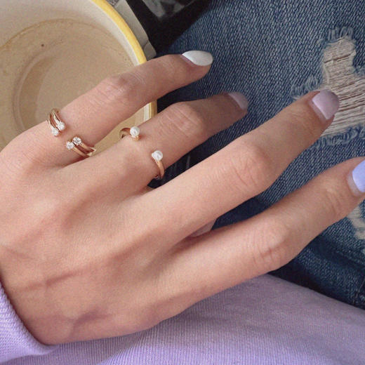 LHWINDSOR 小气泡叠加开口戒指三枚自由组合指环小众简约百搭饰品 商品图4