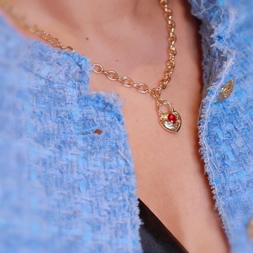 LHWINDSOR 红心锁项链欧美复古爱心设计重金粗链条颈饰 商品图2