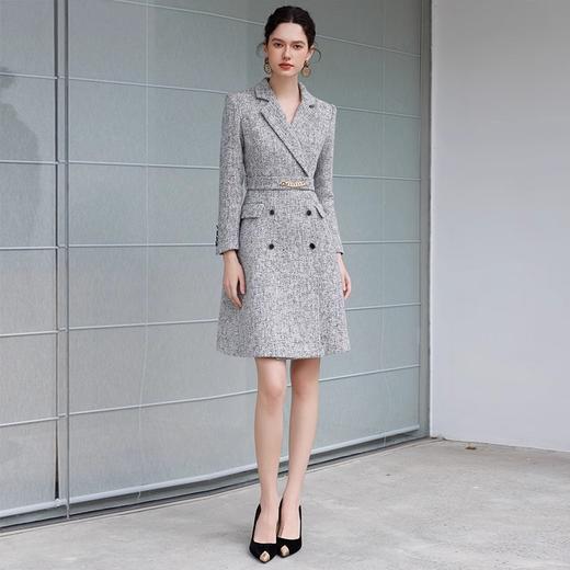 IWY/冰川灰长袖连衣裙厚款气质时尚高级感收腰职场文案职业装教师24Q666 商品图0