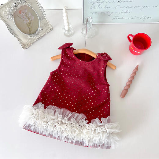 【女宝宝背心裙，迷人波点拜年服！】女宝宝冬装背心裙 秋冬新款婴幼儿洋气波点拜年服 女童周岁生日礼服-QQ 商品图4
