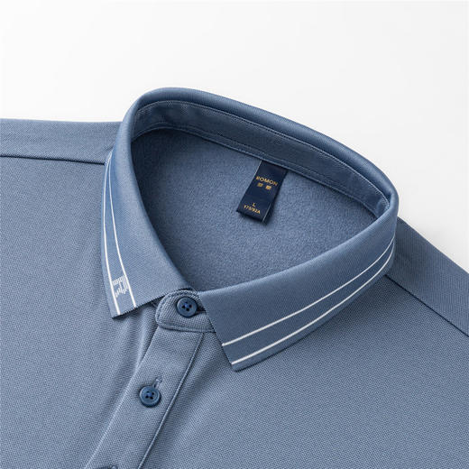 罗蒙男士Polo衫秋冬含羊毛蚕丝保暖双面磨毛polo衫男长袖t恤男 商品图3