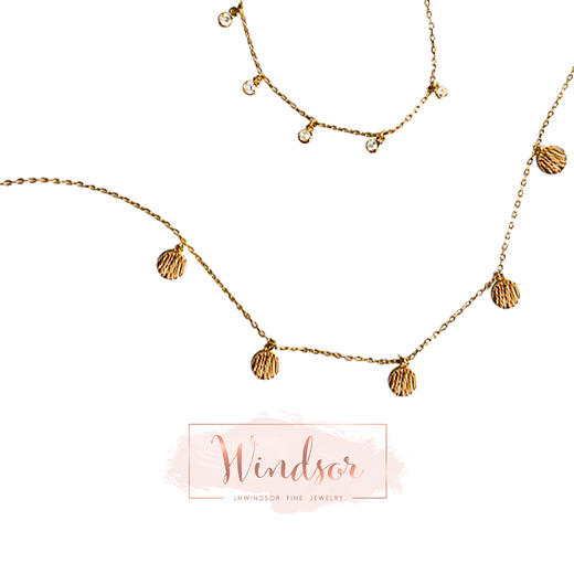 LHWINDSOR 贝壳浪花双层项链耳环高品质复古风项链耳环 商品图0