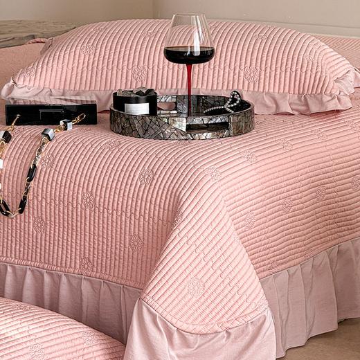 纯色花边夹棉床盖三件套单件家用双人软褥床垫子四季通用加厚床单 商品图4