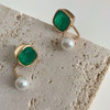 LHWINDSOR 湖水云边配色耳环绿水晶贝珠耳环简约气质珍珠耳饰 商品缩略图1