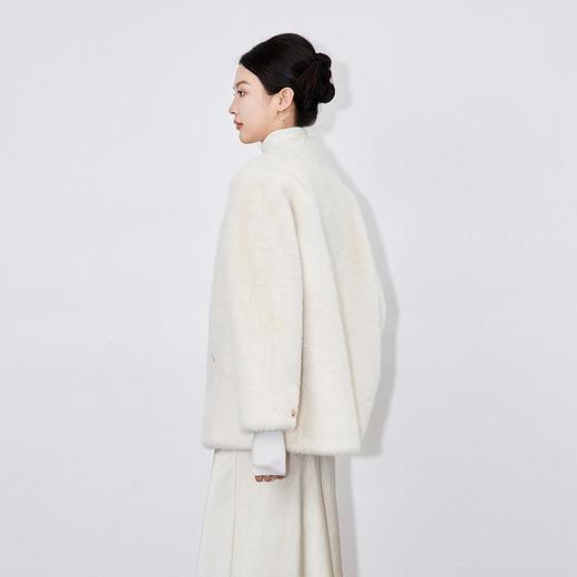 【高货wl】全新升级【铂金会员330/天猫439/差价109】(13633) 洛诗琳新款气质V领简约时尚保暖皮毛一体长袖貂绒大衣外套 商品图2