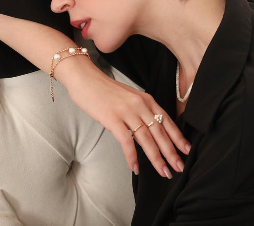 LHWINDSOR 小葡萄开口戒指原创设计精致小众珍珠戒指 商品图2