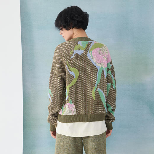 谜底针织开衫女2025春季新品原创提花宽松百搭毛衣毛衫251MZ0307 商品图2