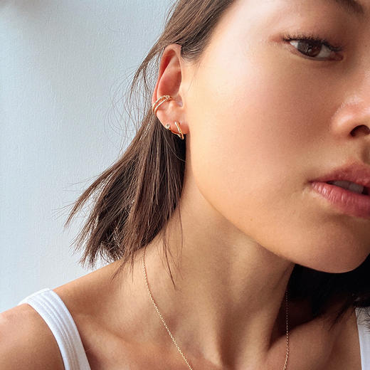 LHWINDSOR 细竹耳语耳钉经典竹节系列耳饰复古金色叠戴饰品 商品图3