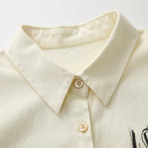 谜底主题印花衬衣长袖2025春新品复古文艺宽松纯棉衬衫251MC0048 商品图3