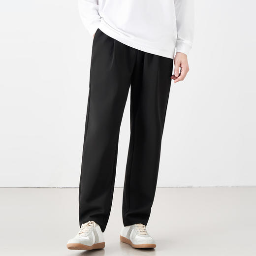 gxgjeans男装休闲裤 秋季黑色简约直筒裤子针织长裤潮J24D023016 商品图1