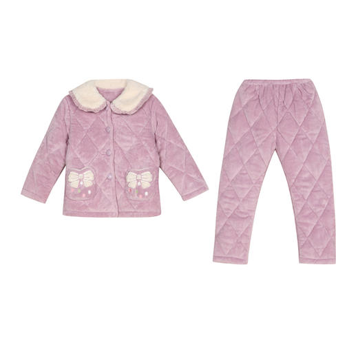 都市丽人童装中厚夹棉套装家居服长袖长裤法兰绒夹棉秋冬睡衣JHT1A5 商品图1