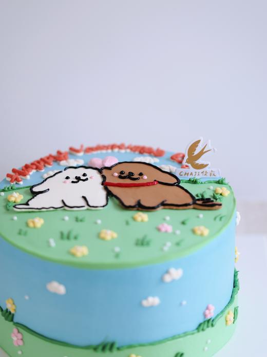 【客定】贴贴线条小狗蛋糕0064 商品图2