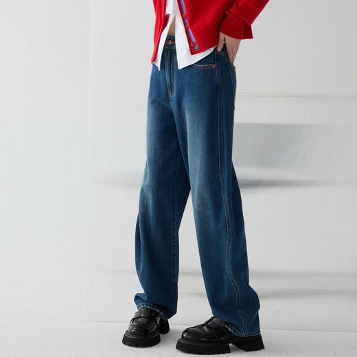 谜底牛仔直筒裤女2025春季新品香蕉裤高腰百搭宽松长裤251MK0031 商品图1