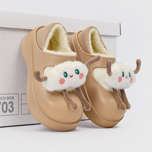 【超可爱❗️带配饰加绒洞洞鞋】足下“暖宝宝”，包跟好暖好舒服❗️拖鞋冬季新款包跟厚底踩屎感保暖棉拖女棉鞋 商品图6