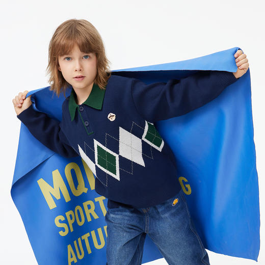 【秒2】【MQD】男大童时尚菱形格子毛衣 商品图3