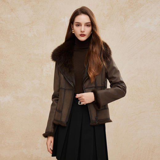 PP602斯尔丽2024新款冬季保暖休闲皮毛一体减龄时尚气质优雅皮草外套 商品图0