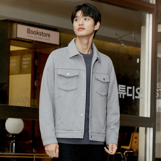 gxg.jeans男装春季热卖黑色翻领工装夹克绵羊毛毛呢夹克外套男JED10600314 商品图2