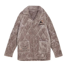 都市丽人男士加厚夹棉套装家居服长袖长裤法兰绒夹棉秋冬睡衣FHT1B3