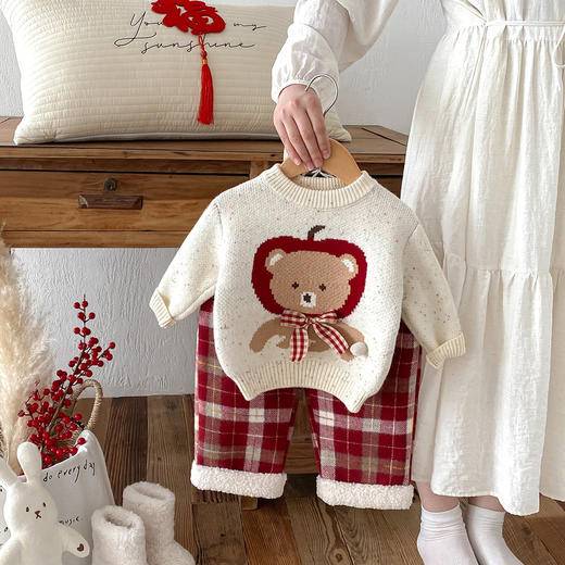 【新年圣诞套装！柔软舒适，贴身保暖】女童毛衣秋冬新款套装 可爱宝宝针织套头上衣 婴幼儿童秋装打底衫-QQ 商品图0