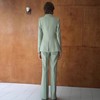 IWY/职场套装女绿色加厚西装外套无领中长款显瘦职业装气质阔腿裤装CP2182 商品缩略图3