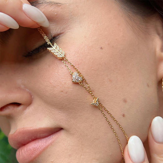 LHWINDSOR 原创设计一箭穿心手链金色简约款手链 商品图2