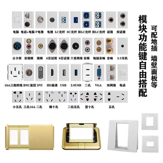 批发【全铜@地插桌插】隐形嵌入式隐藏不锈钢防水超薄地面盖板五孔网络地插座 商品图6