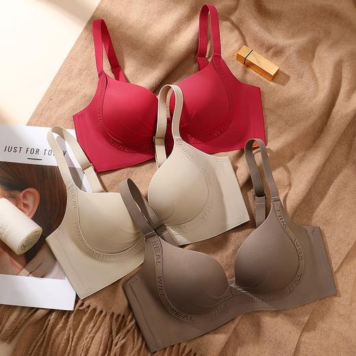 江漫霞光 文胸(VIP) 小胸聚拢不空杯无痕提拉防下垂红色内衣女收副乳无钢圈文胸罩 商品图7
