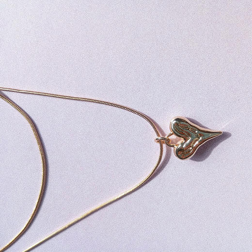 LHWINDSOR 原创设计双层蛇骨融心项链浪漫主义爱心金银色 商品图1