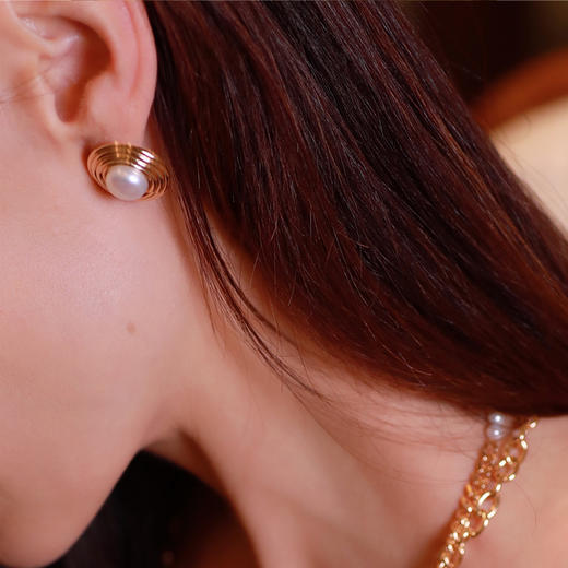 LHWINDSOR 土星Saturn耳钉珍珠星球圆环耳饰百搭简约设计感耳环 商品图2